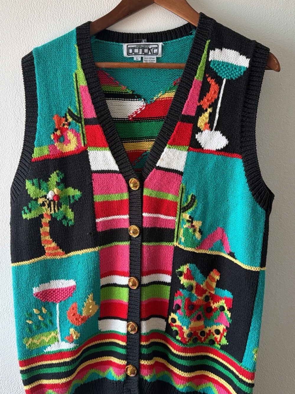 VTG Berek Hand knit cotton sweater,Novelty,Wearable Art